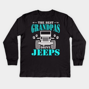 the best Grandpas drive jeeps cute dog paws father's day gift Kids Long Sleeve T-Shirt